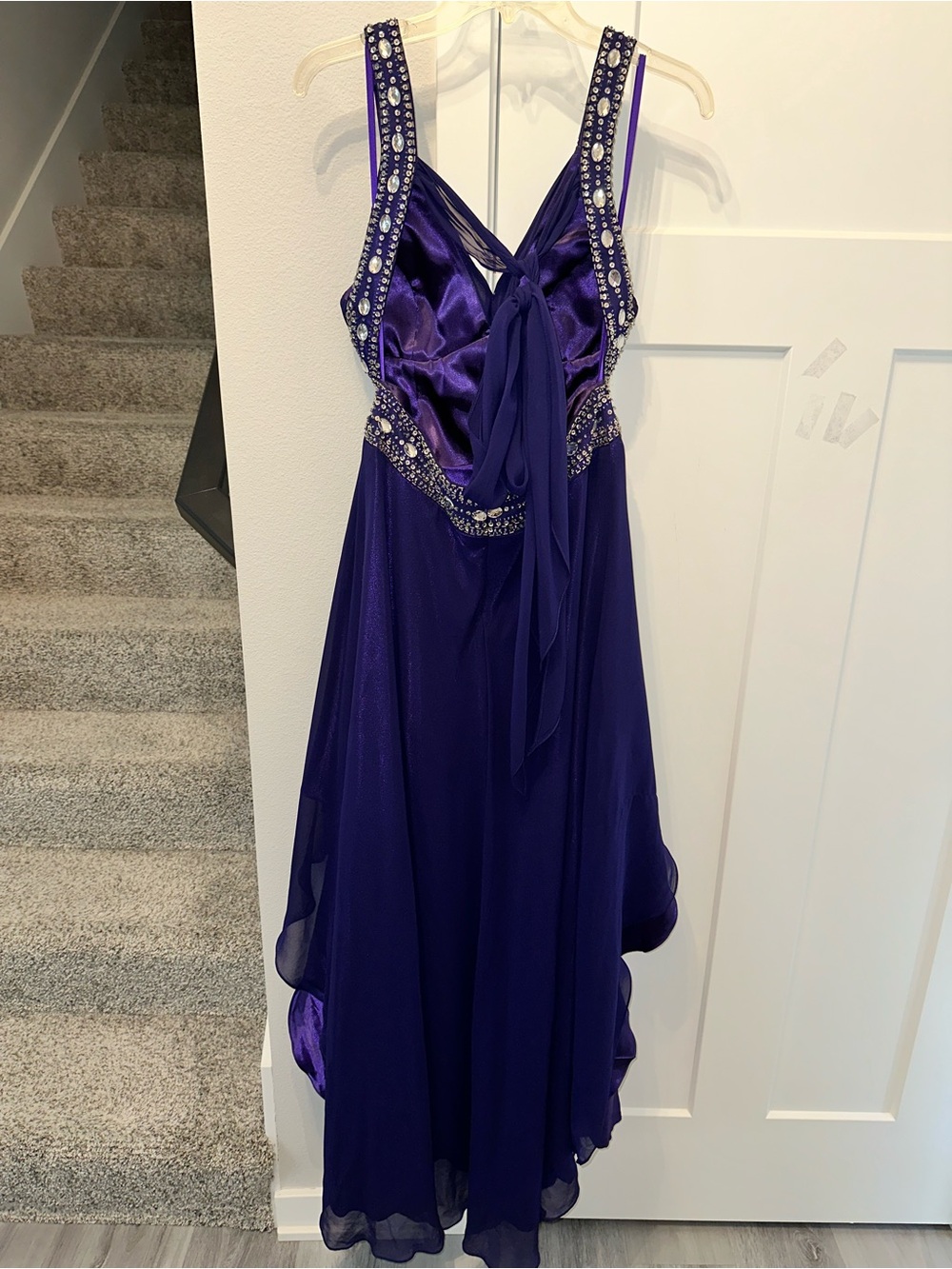 Fiesta Purple High-Low Formal Prom Event Dress with Beaded Waist size M - Picture 8 of 16